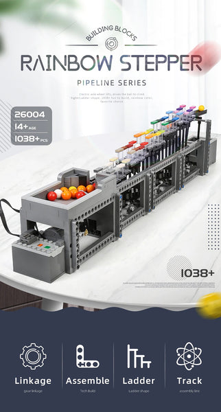 Technical Creative Toys Motorised Rainbow Stepper Model Building Blocks Assembly Bricks Kids Gifts