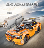 Technical RC Motorised Orange Challenger Hyper Car Model Building Blocks Bricks Set