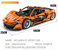 Technical Motorized 1:8 McLarens P1 Hypercar Building Block Set Lego Compatible